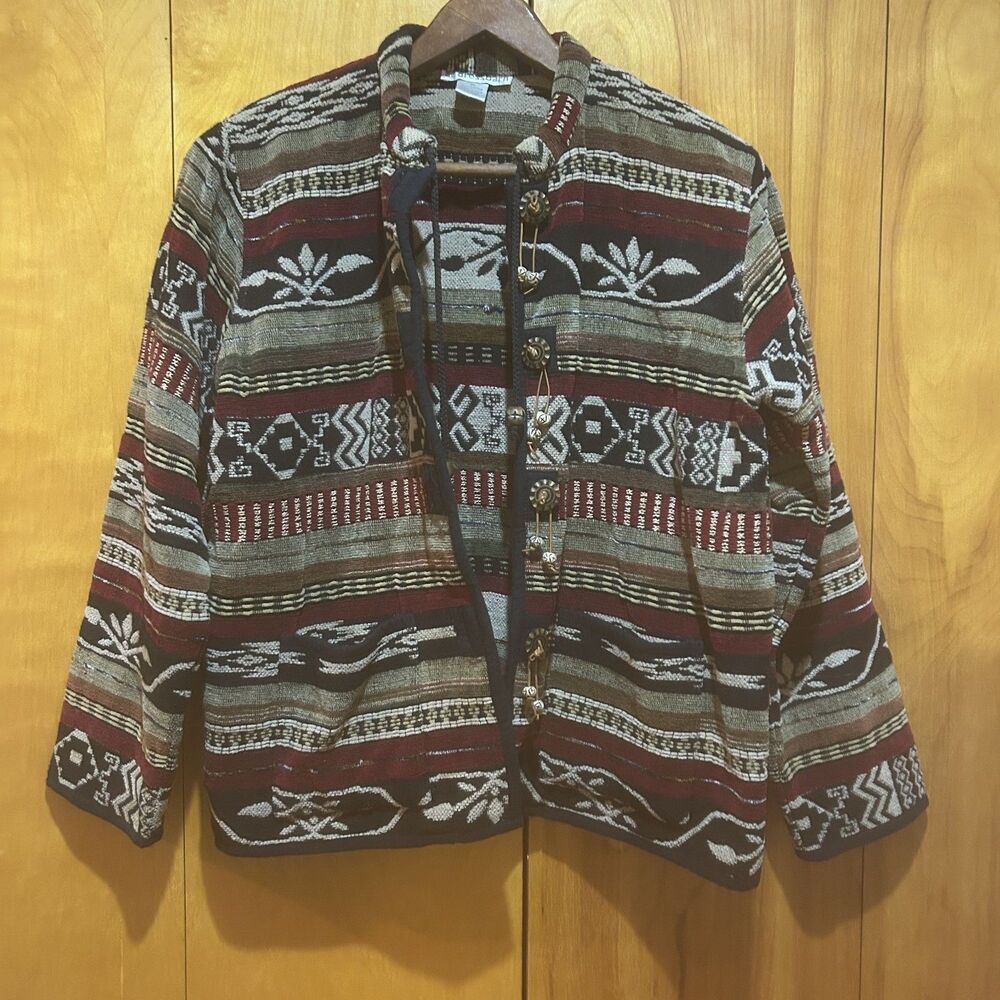 Vintage Y2K Dressbarn‎ Southwestern Jacket Decorative Buttons Sz M Western Ranch